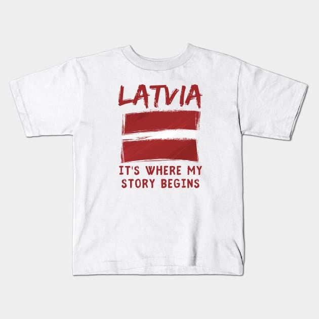 Latvian Kids T-Shirt by footballomatic